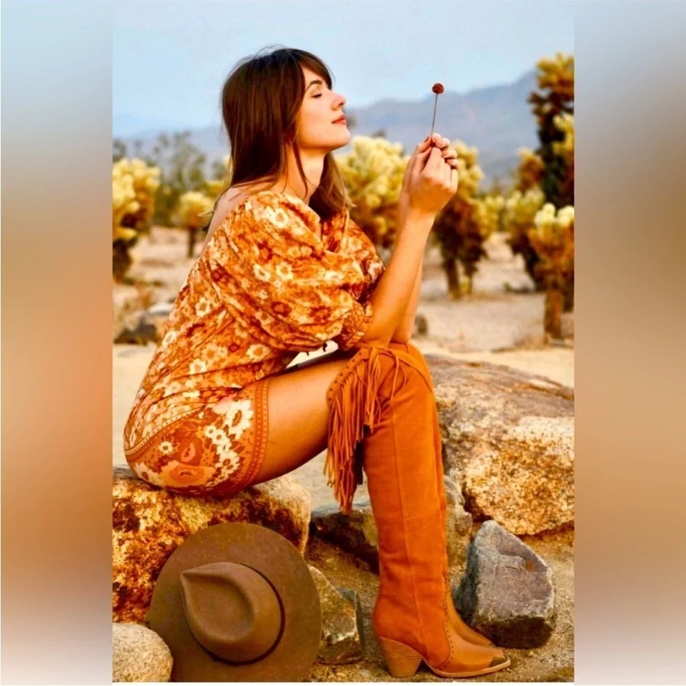Spell Cognac Fringe Over-The-Knee Suede Boots